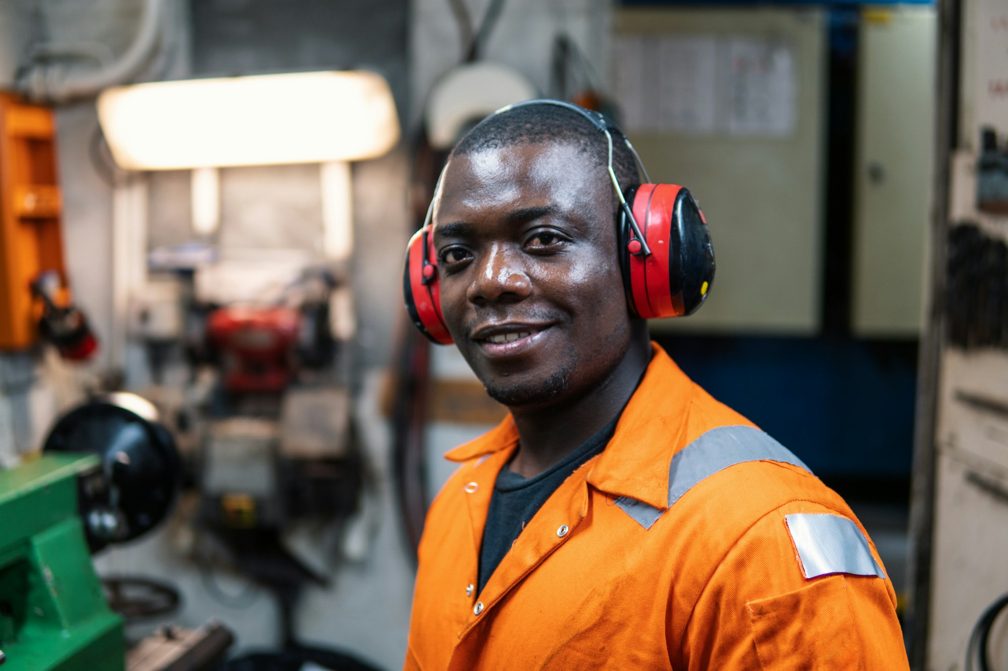 Marine engineer officer working in engine room